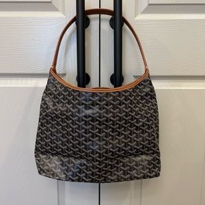 Black and grown leather hobo large shoulder tote